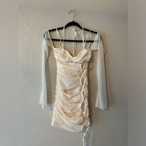 Oh Polly off the shoulder ivory dress WITH TAGS